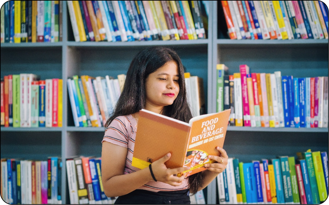 Girl reading in library